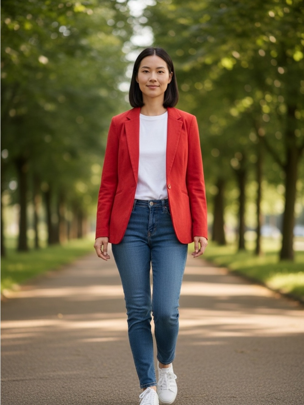 Vintage Suede Red Women's Blazer Jacket — Classic Single-Button